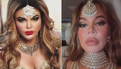 ...Khloe Kardashian's Desi Look At Ambani Wedding With Rakhi Sawant: 'Kumbh Ke Mele Mein Bichde Hue Sisters'