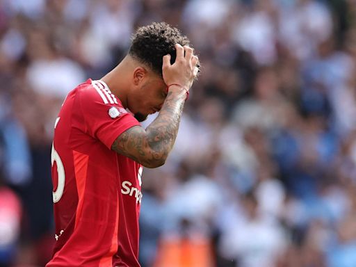 ...City: Jadon Sancho's Man Utd nightmare takes a turn for the worse as Alejandro Garnacho's brilliance counts for nothing in agonising Community Shield penalty loss | Goal.com...