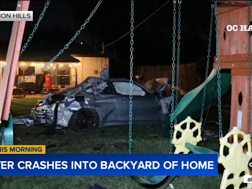 Driver dies after crashing off 118 Freeway, landing in backyard of Mission Hills home