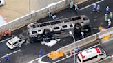 Fiery bus crash on Japanese highway leaves 2 dead, 7 injured