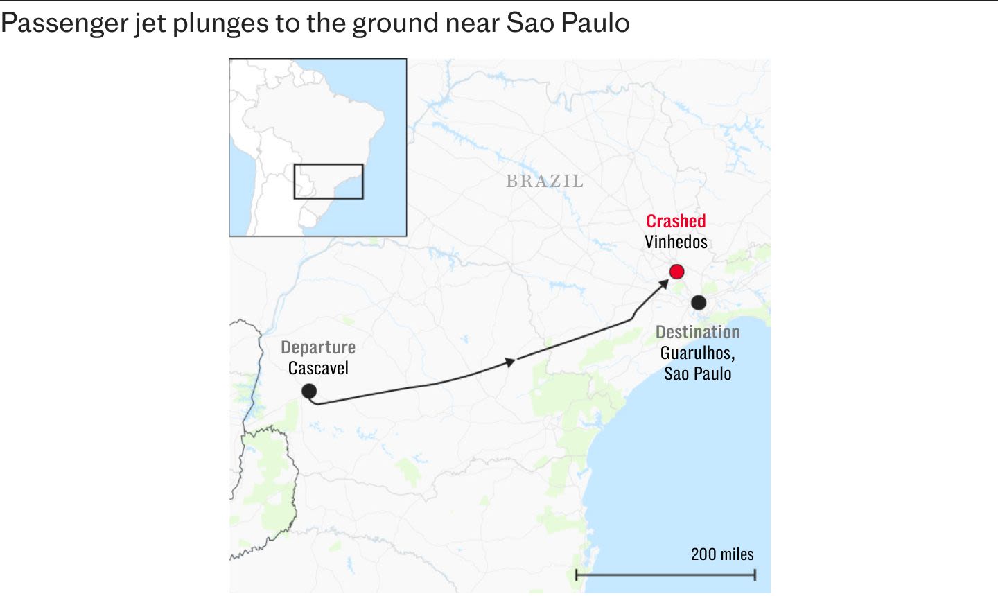 Plane carrying 61 people crashes in Brazil