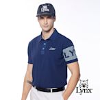 【Lynx Golf】男款吸排透氣易溶紗材質3M反光印花短袖POLO衫/高爾夫球衫-深藍色