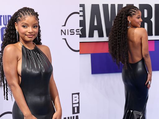 Halle Bailey Embraces Backless Silhouette in Avellano Dress With Flowing Train on the BET Awards 2024 Red Carpet