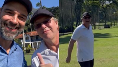 Tadeu Schmidt mostra dia de golfe com Boninho: 'Primeira vez treinando com meu líder'