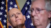 Sen. Rick Scott says he has a 'strategic disagreement' with Mitch McConnell and tells other Republicans to 'pipe down' with 'treasonous' criticism of the party's controversial Senate candidates