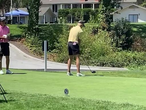 Video: Hitting off the 10th tee on Silverado Resort and Spa's North Course during the Silverado Amateur on July 9 are Milpitas' Brian Ma...