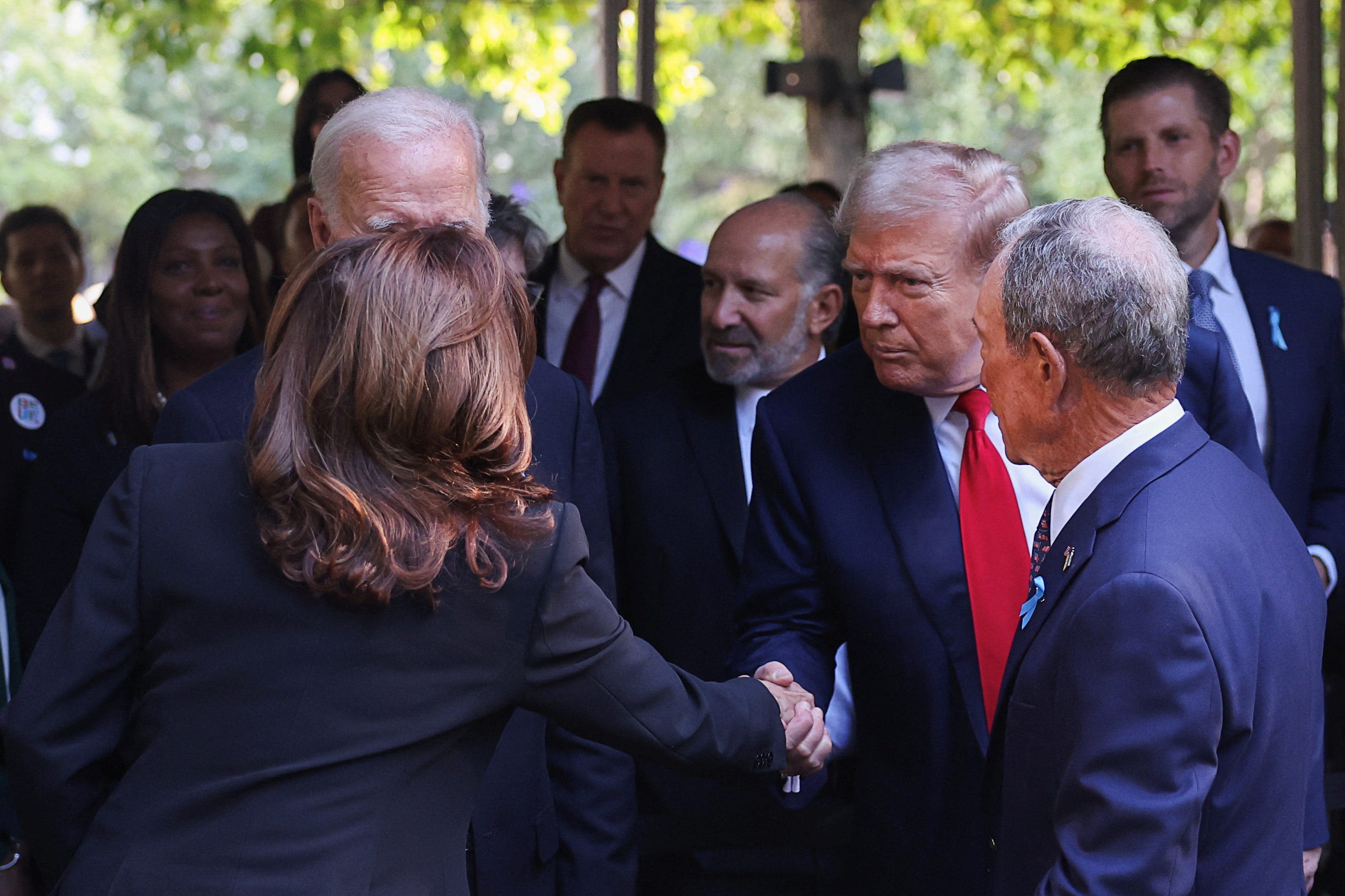 Kamala Harris, Donald Trump meet again, shake hands at 9/11 memorial service