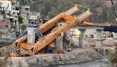 ¿Qué pasó en el Tren Interurbano? Cae lanzadora de dovelas sobre las obras; esto se sabe