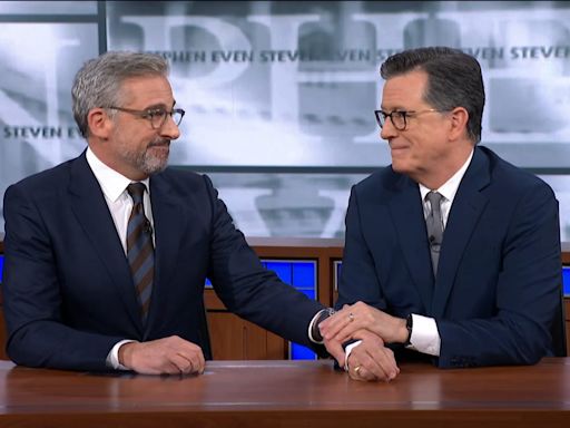 Steve Carell Roasts Colbert in Tearful ‘Daily Show’ Reunion
