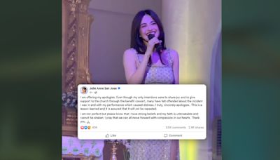 ‘Lesson learned’: Julie Anne San Jose apologizes for controversial church performance