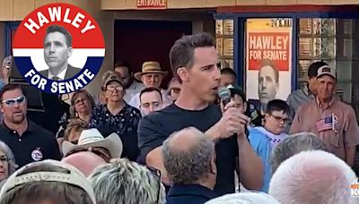 Senator Josh Hawley begins campaign, Route 66 Movie Theater on Webb City Main Street