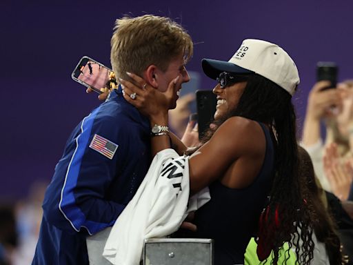 What Tara Davis-Woodhall and Hunter Woodhall told each other after winning gold at the Summer Games