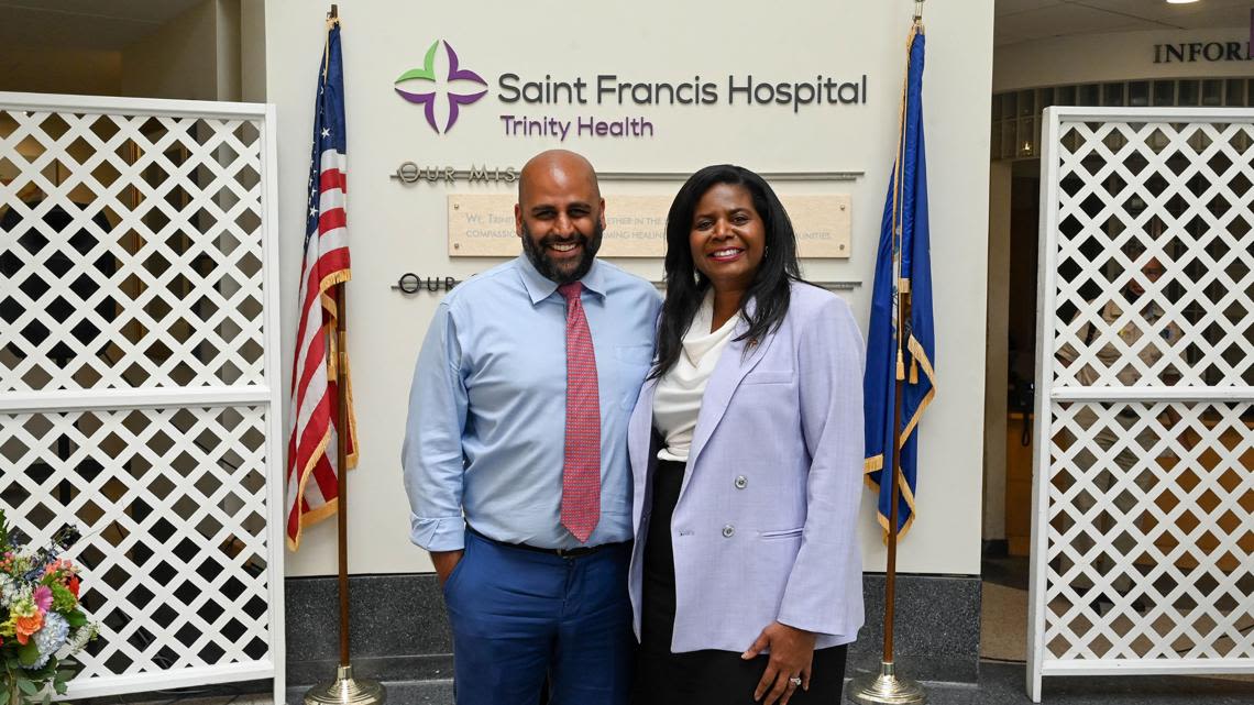 New Saint Francis Hospital President Valerie Powell-Stafford is formally welcomed