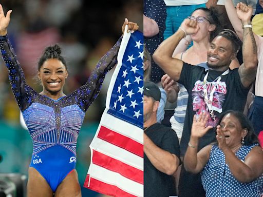 Simone Biles, Jonathan Owens share moment after winning Olympic gold in all-around