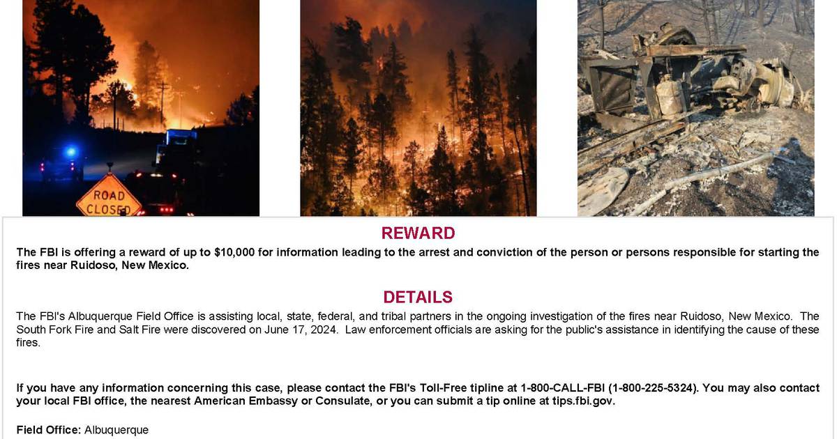 FBI Offers $10,000 Reward for Info on South Fork/Salt Fires