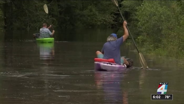 Columbia County residents using kayaks to get to homes due to Debby flooding; rivers set to crest in coming days