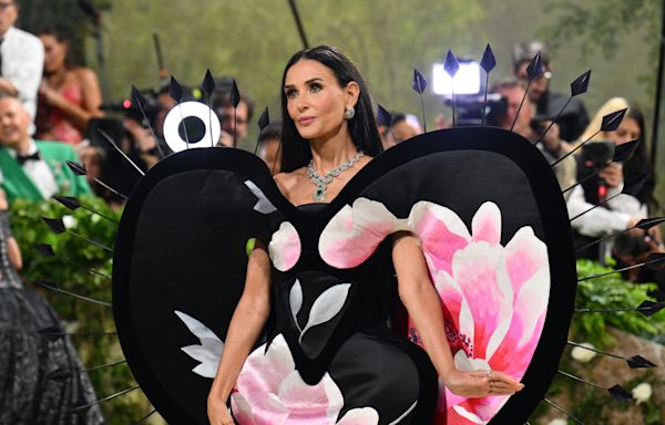 Demi Moore stuns at the Met Gala in gown made out of vintage wallpaper