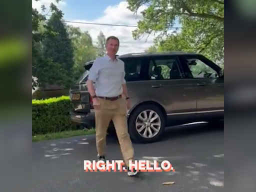 Jeremy Hunt steps out of Range Rover to vote in general election