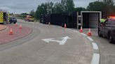 Another tipped-over semi-truck in roundabout closes lanes in Fox Crossing