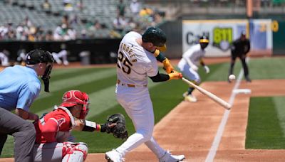 Rooker, Butler each drive in 3 runs in the Athletics' 8-2 victory over the Angels