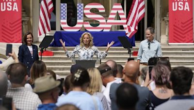 Jill Biden meets with US Olympic athletes in Paris - and even helps with a relay drill