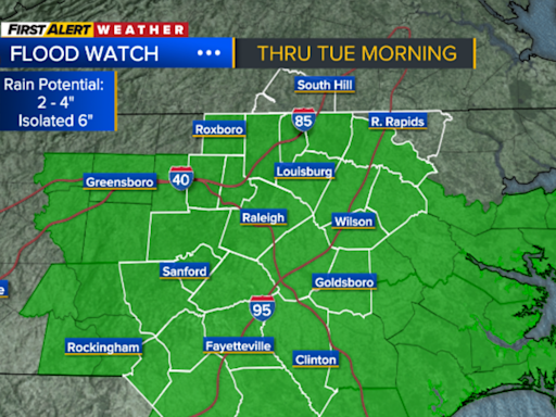 Heavy rain, gusty winds to move across NC this week; flooding, power outages possible | Live Radar