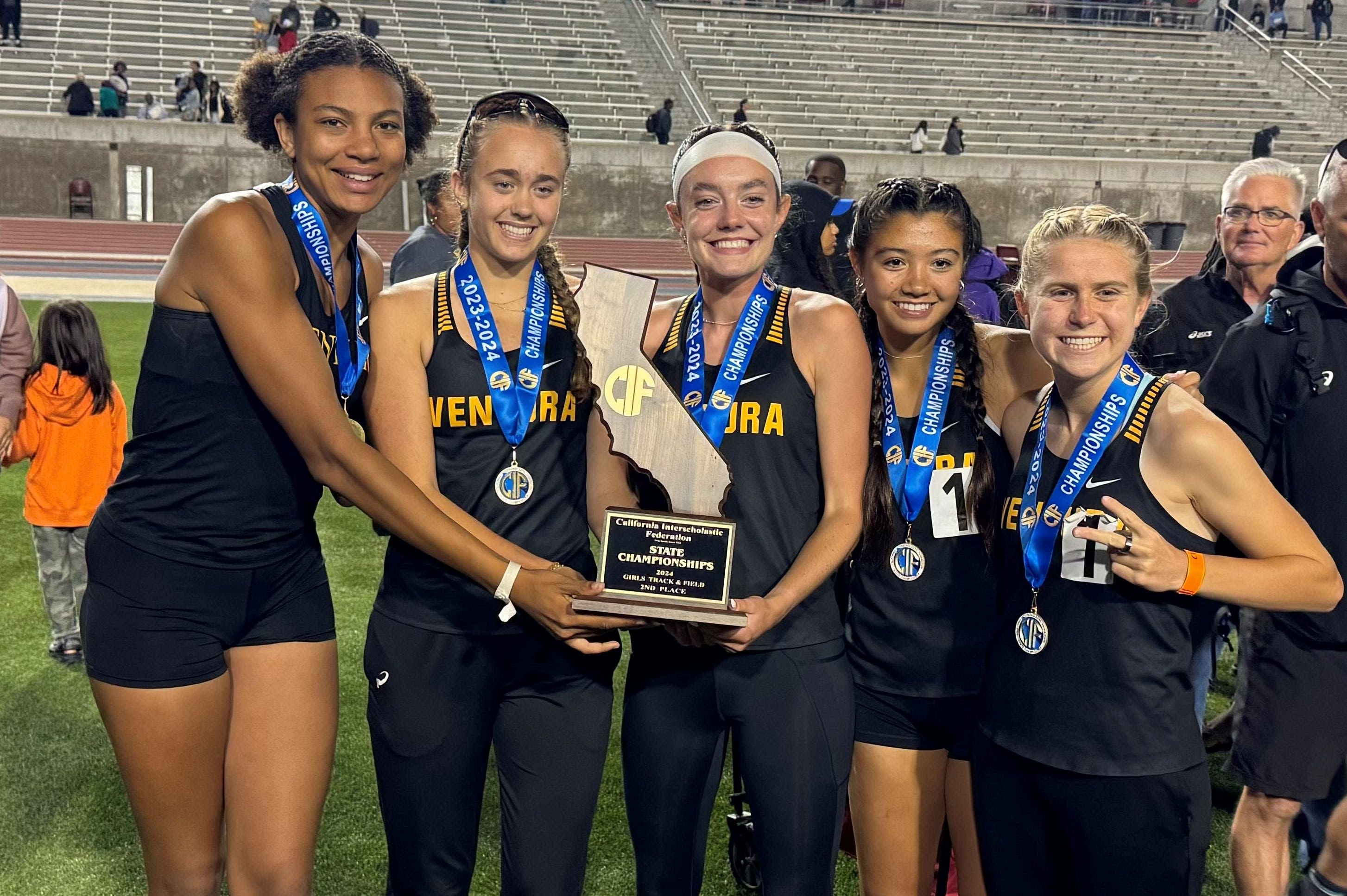 Ventura girls win three titles, finish second as team at state track championships