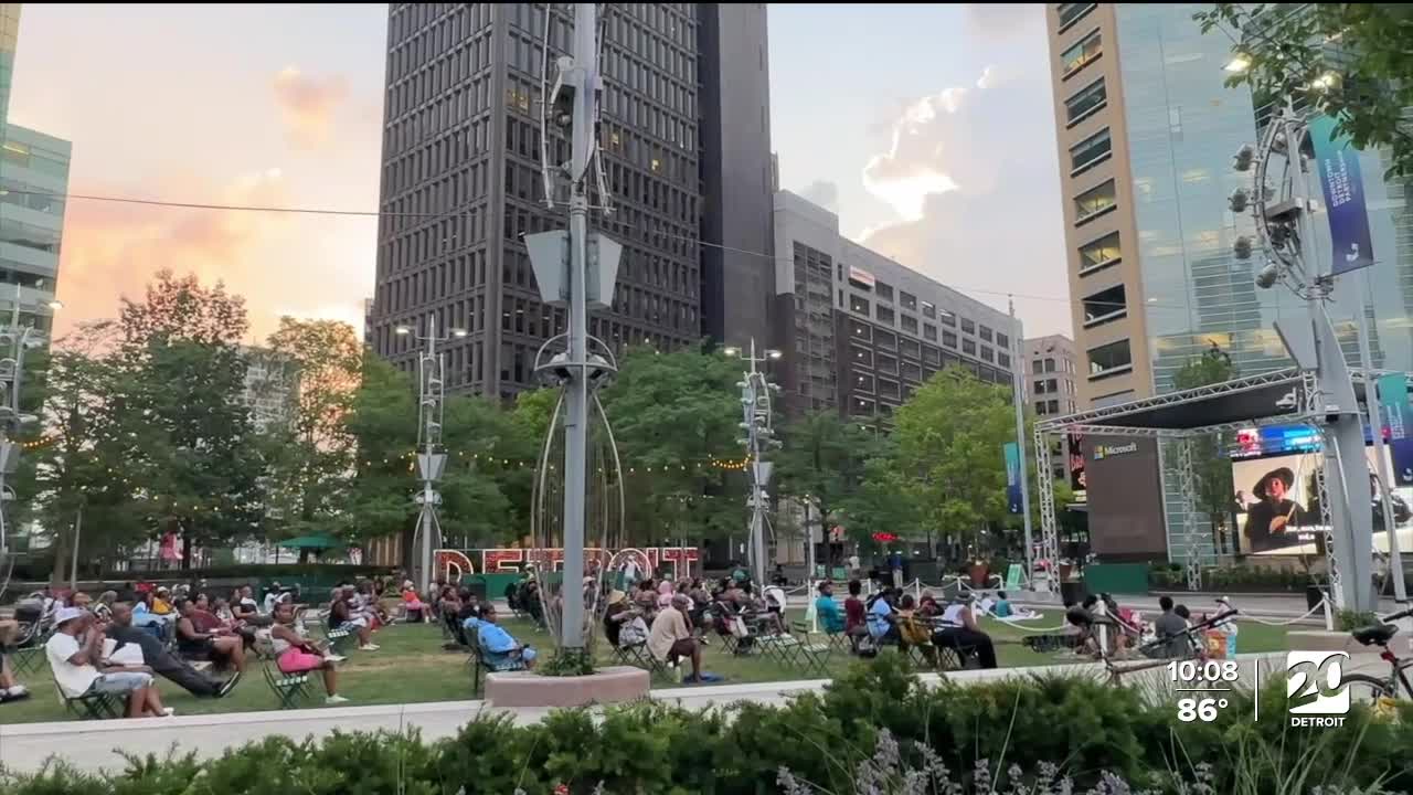 'Used to it': Heat doesn't affect first Movie Night in the D at Campus Martius