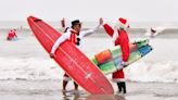 Faux snow, giant sand Christmas trees, surfing Santas: Florida, Palm Beach County traditions