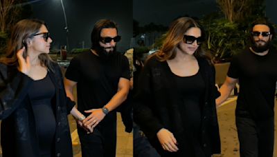 Parents-to-be Deepika Padukone-Ranveer Singh twin in black at airport; WATCH how he turns into most caring husband ever