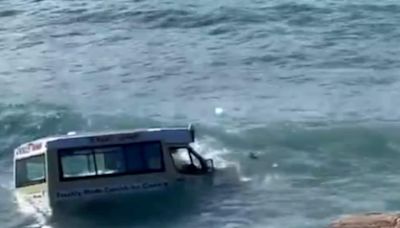 In Dramatic Video, Ice Cream Truck Gets Carried Away By Tide At UK Beach - News18