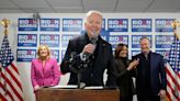Biden, Harris make joint stop at '24 campaign headquarters to rally staff