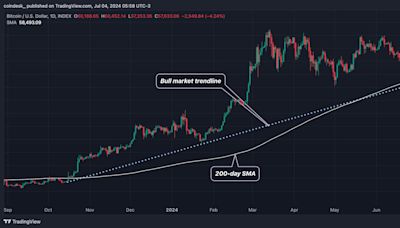 Bitcoin Drops Below 200-Day Average, Brings Bull Market Trendline Into Focus