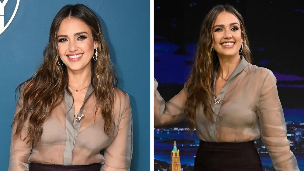 Jessica Alba Embraces Sheer Detailing in Fendi Look for ‘Jimmy Fallon’ Show Appearance, Talks New Film ‘Trigger Warning’