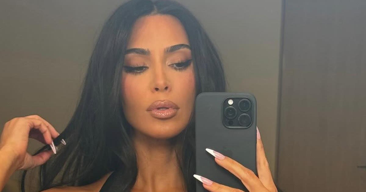 Kim Kardashian Exposed Her Cleavage In A Plunging Leather Top