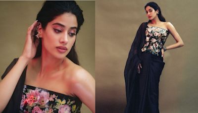 Janhvi Kapoor’s Black Saree Gets A Modern Twist with A Floral Latex Corset - News18