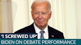 President Biden admits he 'screwed up' in debate but vows to continue in election - Latest From ITV News