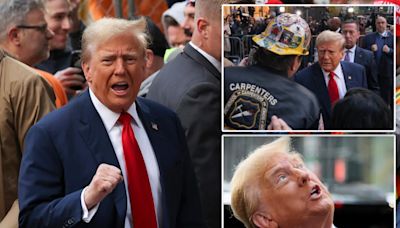 Donald Trump meets with construction workers who erupted into chants of ‘USA!’ before ‘hush money’ trial