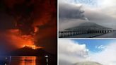 Tsunami alert after a volcano in Indonesia has several big eruptions and thousands are told to leave