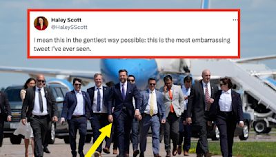 People Are Dunking On This Picture Of JD Vance Walking On A Tarmac