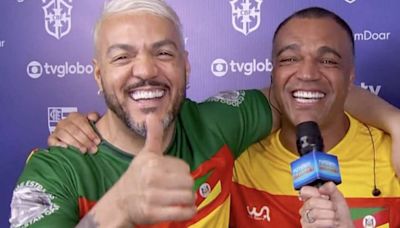 Climão? Após briga judicial, Belo e Denilson se encontram no Futebol Solidário do Domingão