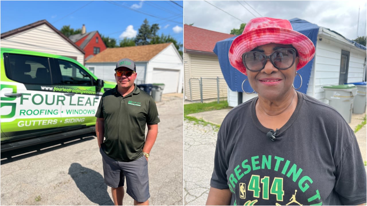 Contractor fixes roof after another mistakenly rips shingles off woman's garage