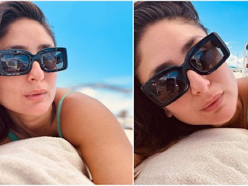 Kareena Kapoor enjoys sunny day on UK beach in teal swimsuit but it's shirtless 'photobomber' Saif Ali Khan who has our attention