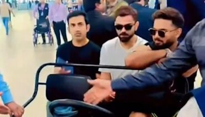 Virat Kohli, Gautam Gambhir, Rishabh Pant turn heads as India trio spotted taking buggy ride together at Delhi airport