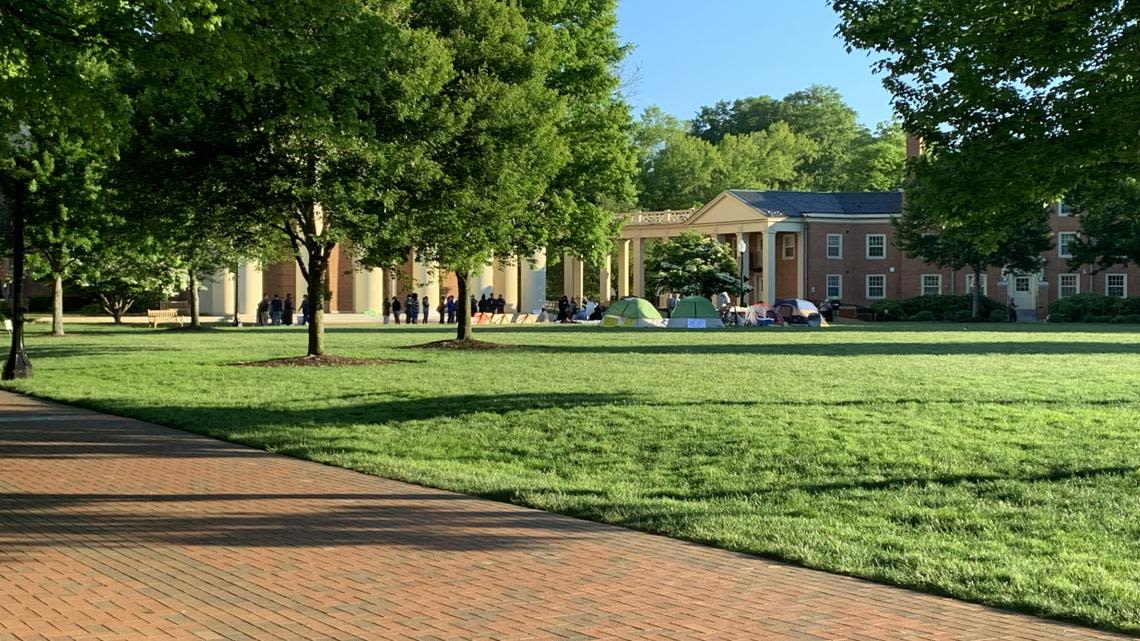 Pro-Palestinian demonstrators establish encampment on Wake Forest University