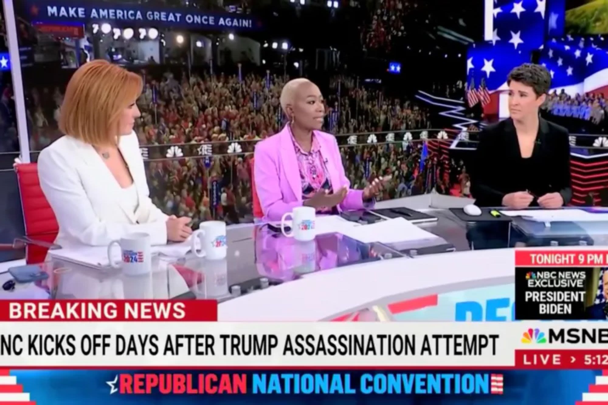 Rachel Maddow, Jen Psaki and other MSNBC hosts use LED screen to make it look like they’re at RNC in Milwaukee