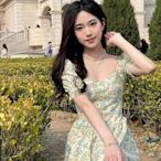 氣質洋裝 韓系新品法式設感小眾方領袖碎花公主裙夏季顯瘦氣質百搭洋裝子女