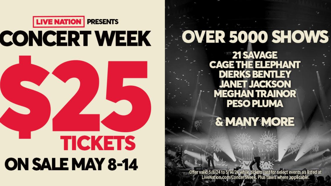 Score concert tickets for just $25 during Live Nation Concert Week, May 8-14