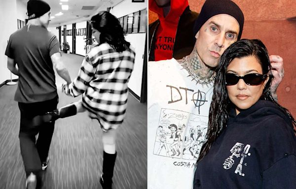 Kourtney Kardashian and Travis Barker Swap Playful Butt Kicks Backstage at Blink-182 Show