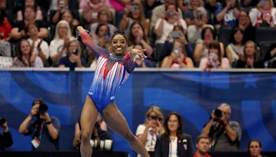 Simone Biles books Paris Olympics berth with US gymnastics trials all-around win